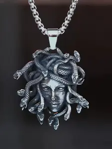 Punk Medusa Pendant Necklace, Goddess Necklace, Gothic Hip Hop Snake Necklace, Unisex Party Jewelry Accessory, Unique Style, Men and Women, Fashion Necklace, Charms Necklace