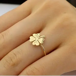 Lucky Rare Beautiful Precious Good Luck Easy Four-Leaf Clover Ring
