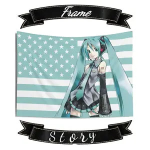 Anime Hatsune Miku 3x5Ft Flags Tapestry for Wall Hanging College Dorm Room Decor with 4 Brass Grommets Banner flag tapestry