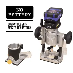 Steel Force 710W Cordless Compact Router for Makita 18V Battery, Battery NOT Included, Router + Plunge Base + Trim Base