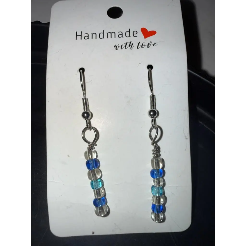Handmade with Love, Dreamy Dear, Earrings Blue and White Beads