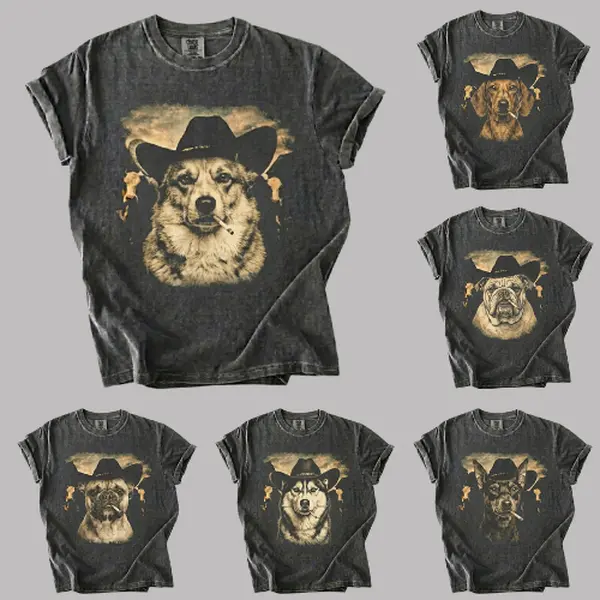 30+ Dog Breeds Cowboy Shirt Vintage Western Dog Lover Graphic Comfort Colors Tee Pet Owner Gift