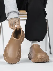 Men's Thick Sole Anti-Slip Eva Casual Shoes, Simple Trendy Style, Soft Comfortable Leather, Mesh Lining, Ideal for Daily Wear & Leisure, Breathable Casual Shoes