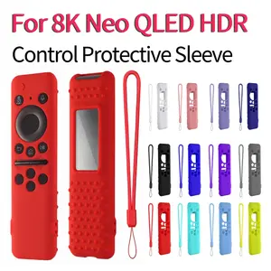 Drop-Proof Shell Silicone Remote Control Cover Protector with Lanyard Shockproof Anti-Slip for Samsung 8K Neo QLED HDR Smart TV