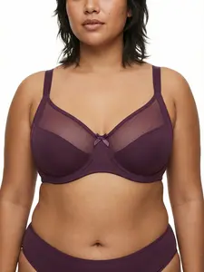 Plus Size Mesh Unlined Bras for Women, Unpadded Mesh Full Coverage, T-Shirt Minimizer, Sexy Underwire Bralettes, Smooth U-Back Design