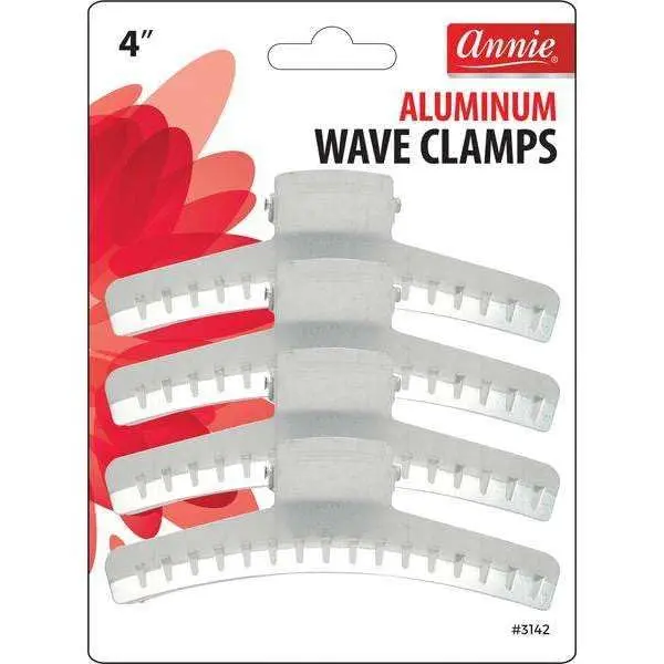 ANNIES Professional Aluminum Wave Clamps, 4-in Claw-Shaped Hair Styling Tools for Salons, Lightweight and Reusable, Teethed Hair Claws, Claw-Shaped Hair Claws