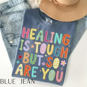 Comfort Colors Healing Is Tough But So Are You Nurse Shirt, Retro School Nurse Graphic Tee, Mental Health Support Gift