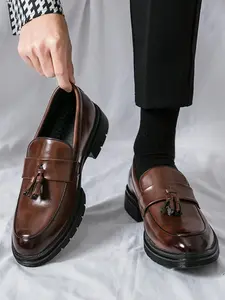 Men's One-Step Loafer Shoes, Minimalist Design, Comfortable Formal Wear, Perfect for Office, Versatile Shoe for Formal Occasions, Flat, Rubber, Footwear