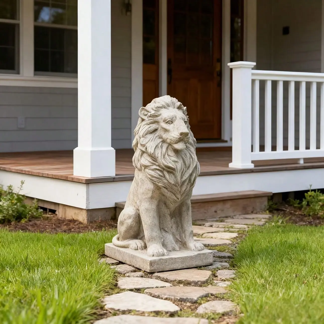 15-Inch Large Lion Figure on Stone Base Stunning Decorative Piece for Villa Garden Entryway Guardian Perfect Housewarming or Holiday Present