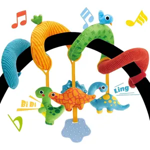 Car Seat Toys for Babies 0-6 Months Boy - Baby Toys 0-6 Months - Rattle, Mirror, Crinkle, Squeaky, Developmental Carseat Stroller Travel Birthday Gift for Infants