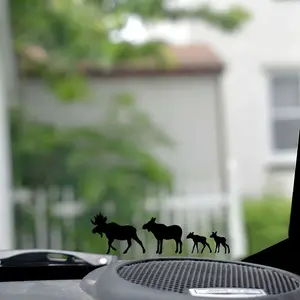 8 PCS Cute Moose Family Stickers White Silhouette Forest Animal  for Rearview Mirror & Window   Outdoor Decor Gift for Nature Lovers & Families Minimalist Branding Aesthetic Long-Lasting Durability Guarantee motorcycle Waterproof  Car  Decals fathersdaygi