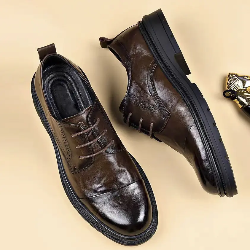 Men's Oxford Dress Shoes, Black Lace-Up Business Casual Office Shoes with Cushioned Comfort and Anti-Slip Rubber Sole, Business Casual Oxfords, Laces, Casual Wear