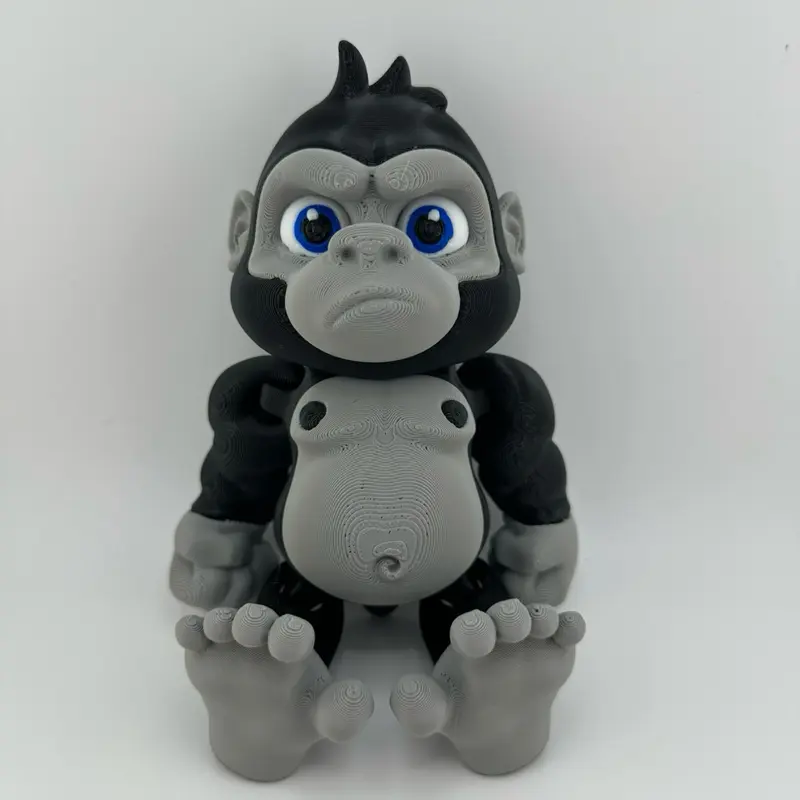 Giant Gorilla Figurine - Massive Jungle Beast Desk Decor Bold King Kong Style Display Figure Unique 3D Printed Monkey Gift with Blue Eyes