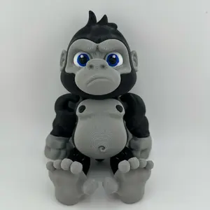 Giant Gorilla Figurine - Massive Jungle Beast Desk Decor Bold King Kong Style Display Figure Unique 3D Printed Monkey Gift with Blue Eyes