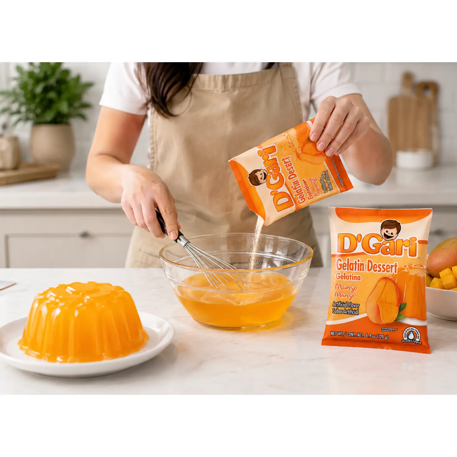 D'Gari Orange Flavor Gelatin Dessert Gelatin Powder - 12 oz Convenient Pouch, Halal Vegan GF, Low Calorie Low Fat - Ideal for Home Cooking, Baking - Store in Cool Dry Place, Organic Caffeine Free