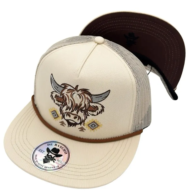 De Rancho Highland Cow #2 Hat (Cream/Brown) DR133