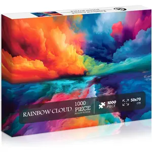 Impossible Puzzles for Adults 1000 Piece, Hard Difficult Jigsaw Puzzles for Adults Painting, Gradient Rainbow Colorful Challenging Puzzles for Adults Teens