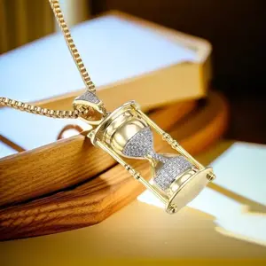 S925 silverHourglass Pendant Hip Hop Necklace Personality Jewelry Men's and Women's Jewelry ItemsS925 925 Silver