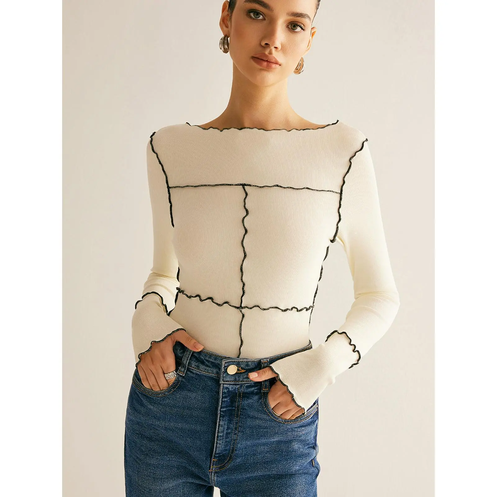 Lettuce Trim Long Sleeve Slim T-Shirt