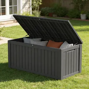 230 Gallon Outdoor Storage Box  Waterproof, Large Lockable Resin Deck Box Patio Storage Bin for Pool Accessories Cushion Furniture, Garden Tools, UV-Resistant Outside Delivery, Black