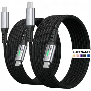 Fast Charging Type-C Data Cable, 100.58cm/201.17cm Braided USB-C to USB-C Line, Compatible with Samsung, Xiaomi, Oppo, Oneplus Devices