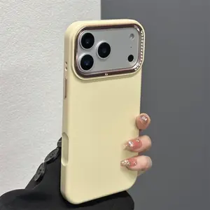 solid - colored rhinestones phone case for use with iPhone 17 air 16 Pro max 15 plus 14 Pro 13/12/11 simple artistic aesthetic new model Full coverage Shockproof trending