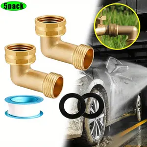 2 Set Garden Hose Elbow Connector 90 Degree Solid Brass Pipe Fittings Hose Elbow -Eliminates Stress and Strain On RV Water Intake Hose Adapter 3/4" FHT x 3/4" MHT yard sprinkler hose fitting