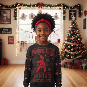 Santa’s Bodyguard Ugly Christmas Unisex Sweatshirt, Holiday Sweatshirt, Fitness Gift, Sweatshirt for Martial Arts Lovers, Cozy Winter Wear, Let's Get Kicking