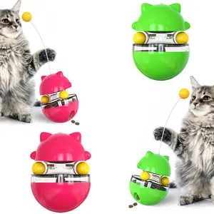 2-in-1 Cat Treat Dispenser Toy - with Dual Rolling Balls, Tumbler Design, Rotatable Propeller, Pet Puzzle Toy