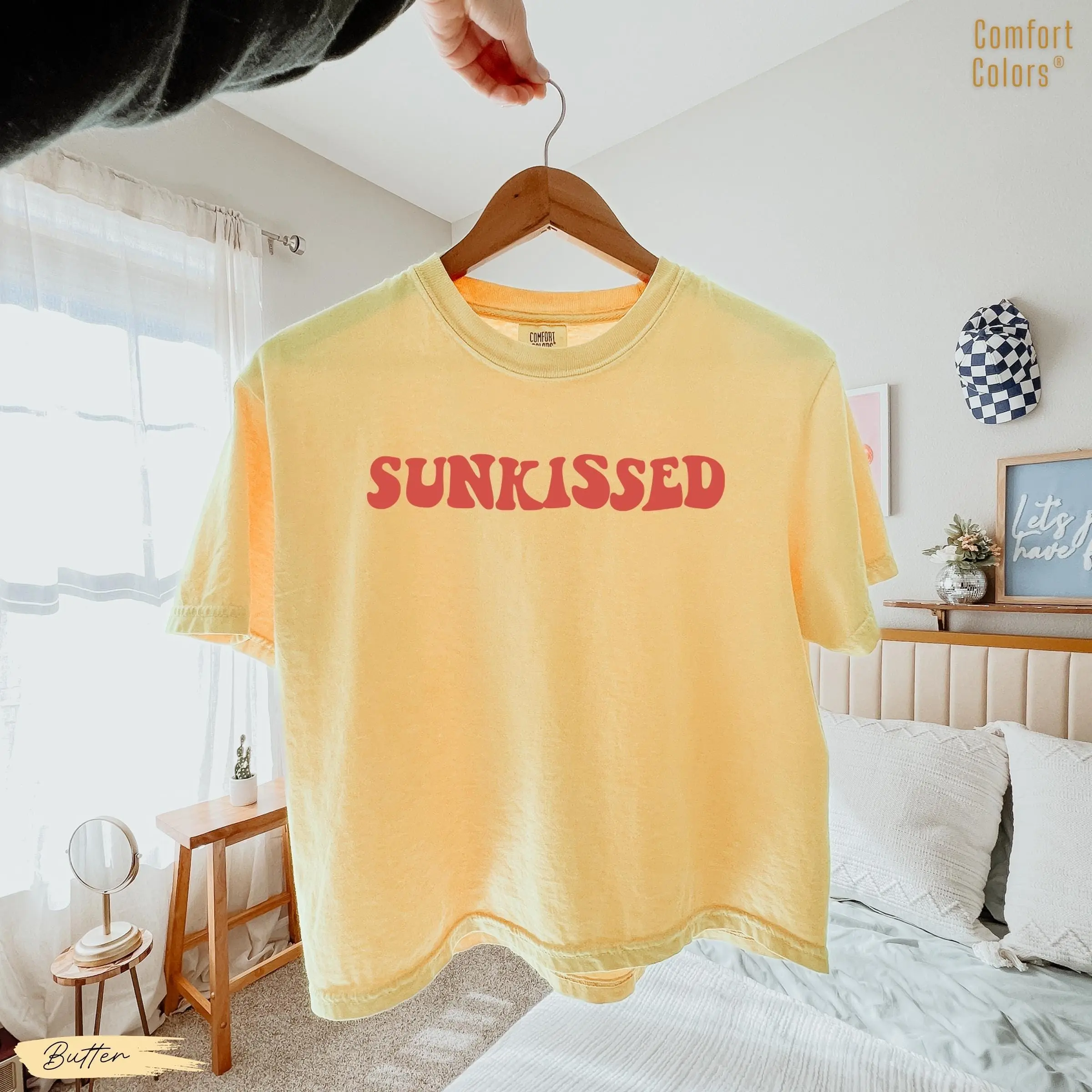 Comfort Colors Sunkissed Boxy Tee Cute Beach Varsity Graphic Tee Summer Shirt Summer Vacation Tee Girly Beach Tee
