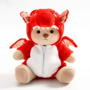 Getahug Red Pteranodon Bear | Handmade Jointed Teddy Bear Stuffed Animal Gift