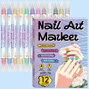 Flysea 12/24 Color Dual Tip Nail Art Markers Set, Vibrant Water-Based Ink Pens, Professional Drawing, Drawing Tools, Painting Supplies, Drawing Supplies Kit, Multi-Scene Use, Artist Essential