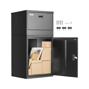 VEVOR Package Delivery Boxes for Outside, 38.6 in Mailbox for Parcel with Lock, Galvanized Steel Package Drop Box with Anti-Theft Design, Weather-Resistant Package Mailbox for Home and Office, Black