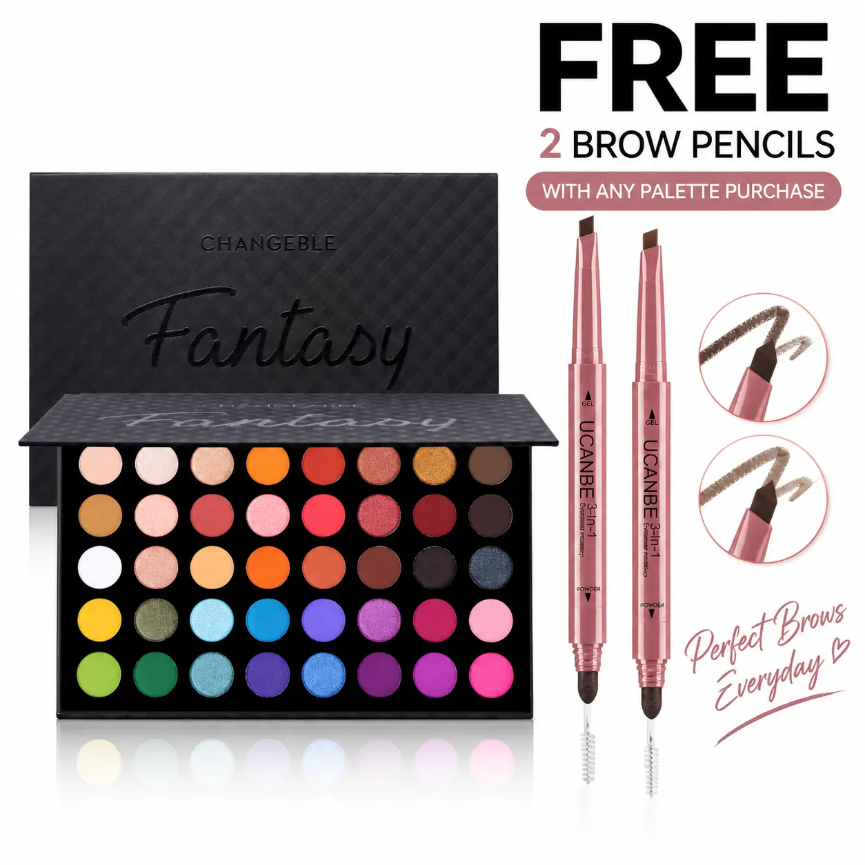 #sohochic 40-Color Pigment-Rich Eyeshadow Palette - Matte/Metallic, Shimmer, Natural, Charcoal Smooth Powder, Long-Lasting, Blendable, Travel-Size, Smokey Eye & Brown Eyes Makeup, Eyeshadow Inspo, Swatches Included, Beauty Gift Kit