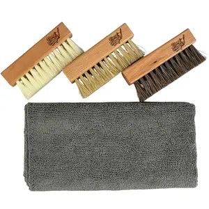 🪥 Complete Shoe Brush Kit – Soft, Medium & Hard Bristles + Cloth