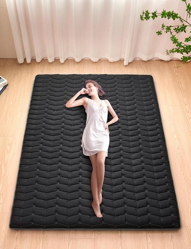 3.5" Thick  Futon Floor Mattress -  Size 60"x80" -  High-Density ,Foldable Floor Mattress,Comfortable Tatami Mat for Dorm,Bedroom,or Guest Room(Black)