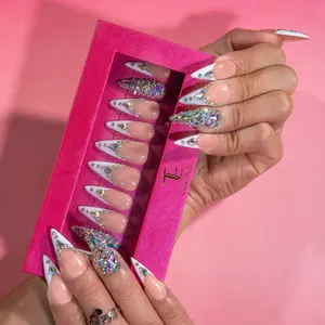 LikeTeTe 1.3inch Mid length Press On Nail Set - 10pcs with Jelly Glue and Nail Care Kit French style nails nails fake nails viral  press handmade nail
