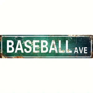 Baseball Ave Decor Signs for Boys Room Metal Tin Sign Man Cave Novel Wall Decor Art Sports Enthusiast Fans Gift Baseball Ave Theme Party Decorations Poster 4"x16"