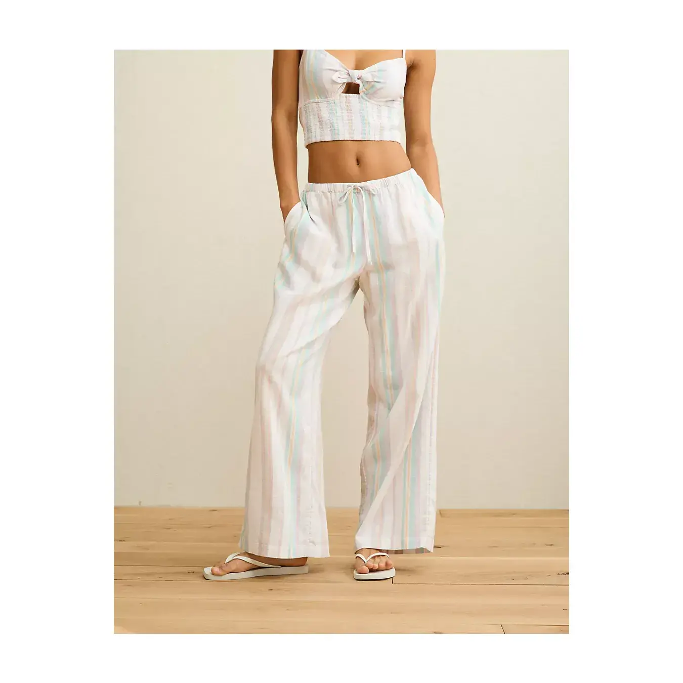 AE Pride Mid-Rise Linen-Blend Wide-Leg Pant