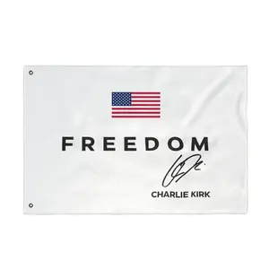 Charliiiiiie K Flag FREEDOM White DOUBLE SIDED Indoor Outdoor Banner Yard Home Patriot Gift Idea Memorial Tribute Rally Decor