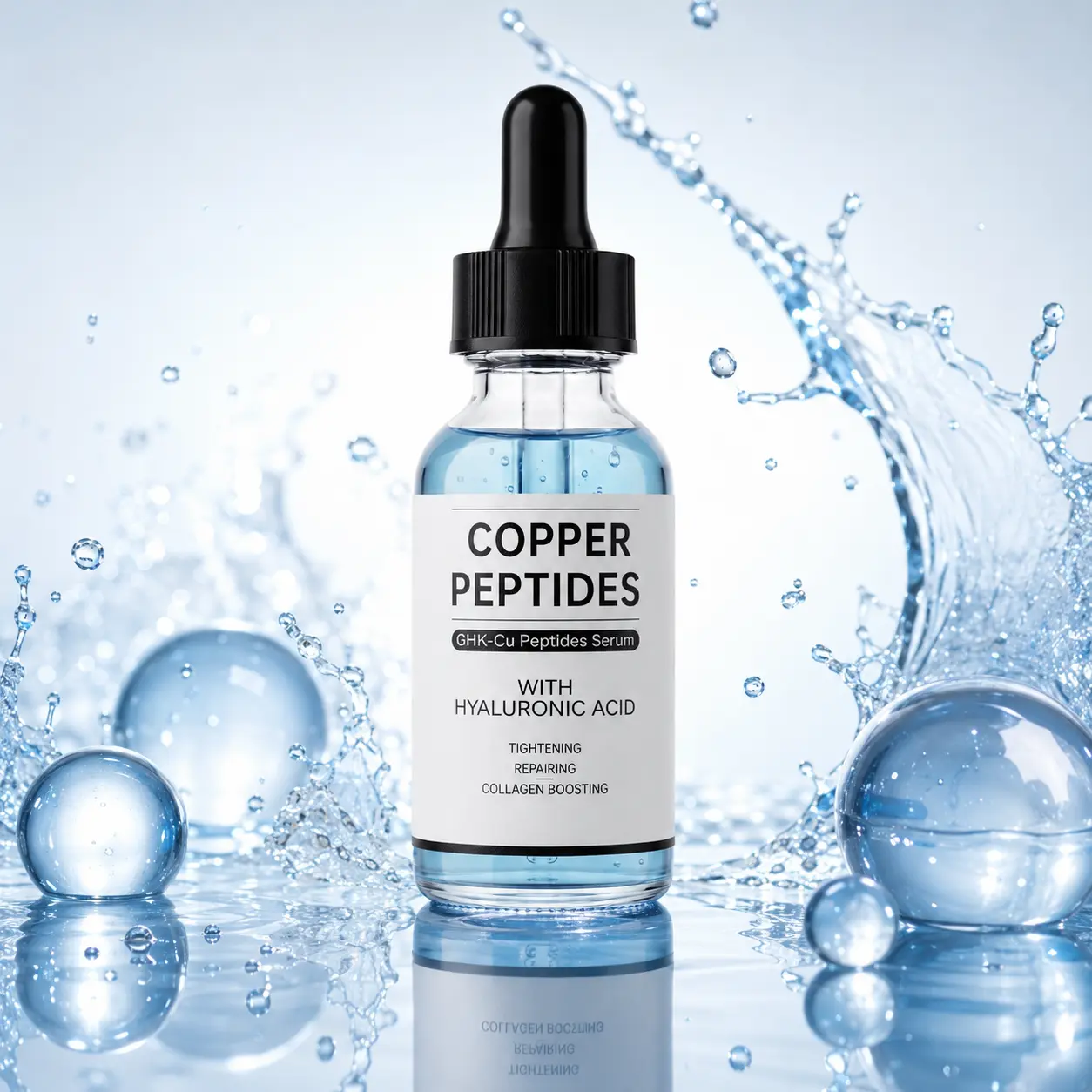Copper Peptide Face Serum with Hyaluronic Acid for Hydrated, Smooth, and Radiant Skin, Lightweight Daily Skincare, 1 Fl Oz, Daily Apply