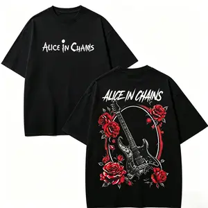 Alice In Chains band t shirts , vintage clothing rock concert outfits, Oversize Streetwear Heavy Cotton Top, Unisex Alternative Metal Concert grunge clothes