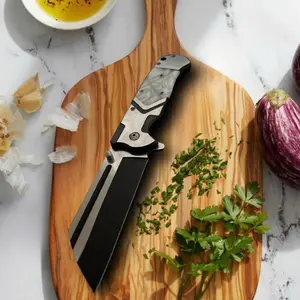 8" Pearl Razor Cleaver Spring Assist-Open Chef's Knife High Carbon Steel Blade