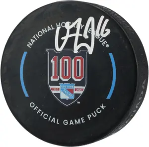 Vincent Trocheck New York Rangers Autographed 100th Anniversary Official Game Puck - Fanatics Authentic Certified