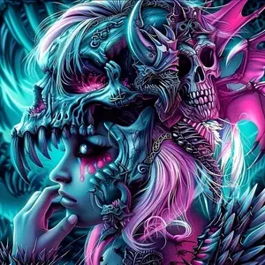 Skull & Long Hair & Claw Design DIY Diamond Arts Colorful Painting Kit Without Frame, DIY 5D Diamond Arts Colorful Painting Kit, Wall Art Decor for Home, Handicraft