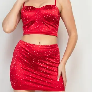 Ruby Red Rhinestone skirt set