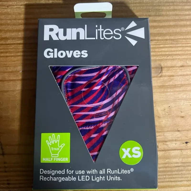 RunLites Pink Striped Half Finger Lighted Gloved Size XS for Rechargeable LED Light Units
