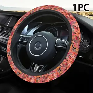 1pc 1.6 x 15 inch Abstract Floral car steering wheel cover, non-slip and comfortable, car interior accessory, no inner ring, easy to install and remove, suitable for all car models, a gift for car enthusiasts, holiday gift, 2.05LYY-9