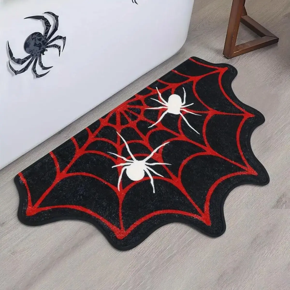 Halloween Spider Web Bath Mat, Soft Plush Absorbent Decorative Rug for Bathroom, Entrance Decor, Bedroom, Bedside, Casual Areas