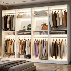 Homieasy 3FT Freestanding Closet System with 2 Hanging Rods & Adjustable Shelve, 36'' Wood Closet Organizer System, Clothes Garment Rack, Sturdy Walk-in Closet Tower Wardrobe Organizer, Hold 800LBS, mothersdaygift
